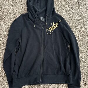 Nike Black Hoodie with Gold Script Detail